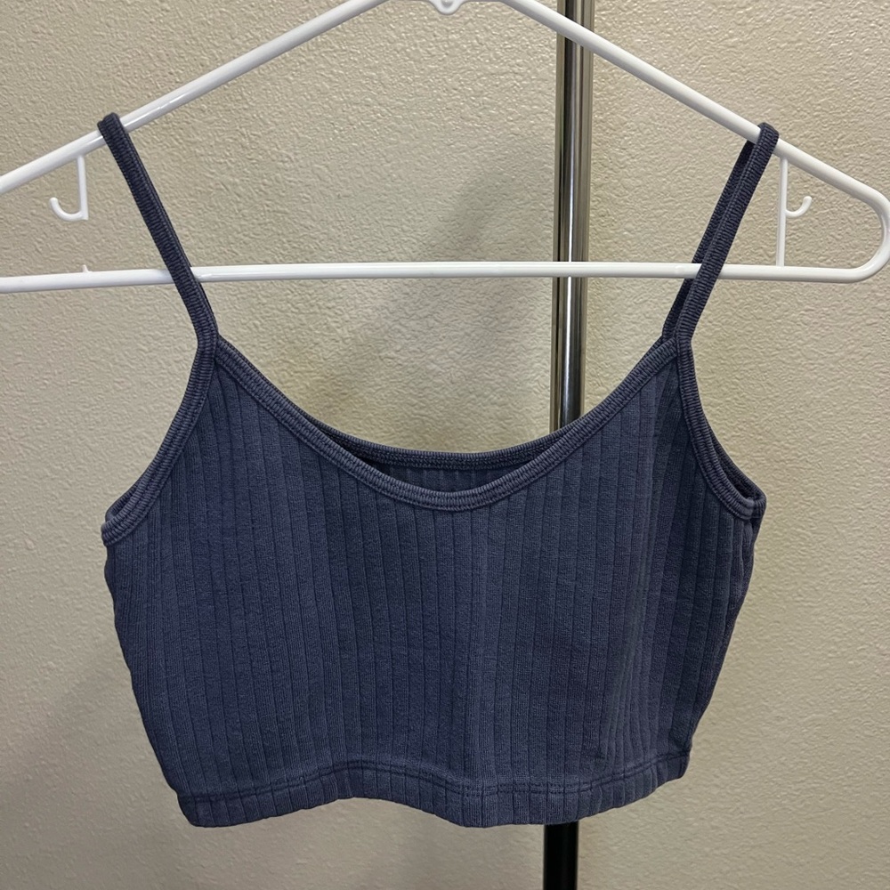 Brandy Melville Ribbed Navy Blue Crop Top